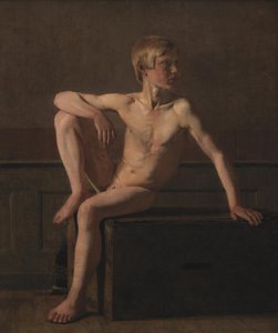 ヌードフィギュア。 座る男の子 作： Christen Købke