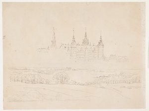 グリプトテックの「秋の風景 中景のフレデリクスボー城」の習作 作： Christen Købke