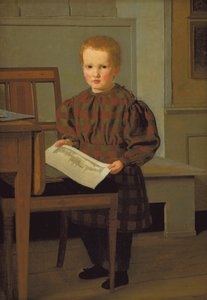 画家 C.W. エッカースバーグの父のアトリエで息子ユリウス 作： Christen Købke