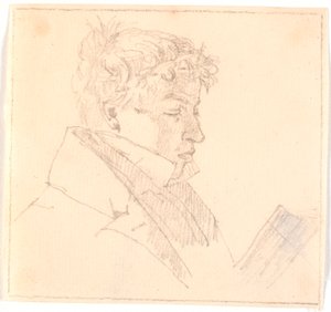 カール・アドルフ・ケブケ牧師（1804-1840）、芸術家の長兄である青年を読む？ 作： Christen Købke