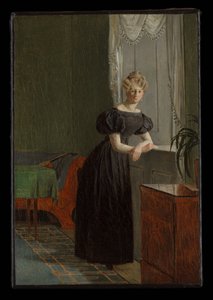 ソフィー・クプケ（後のソフィー・クローン、1807-1853）、画家の妹、カステレットのホールにて 作： ChristenKøbke