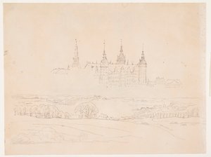 グリプトテックの「秋の風景 中景のフレデリクスボー城」の習作 作： Christen Købke