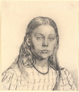 若い女の子。 バスト画像 作： Christen Købke