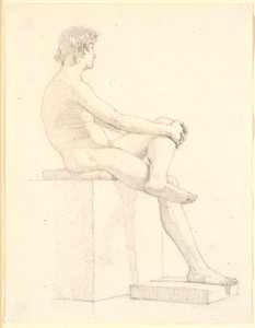 座っている若い男性モデル 作： Christen Købke