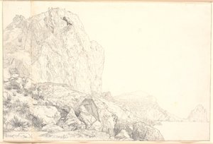 カプリ島のマリーナ ピッコラ近くの海岸の眺め 作： Christen Købke