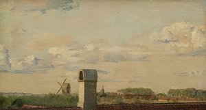 コペンハーゲンの城のToldbodvejの窓からの眺め。 1833年頃 作： Christen Schjellerup Købke
