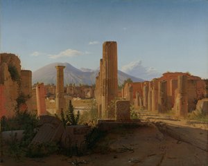 1841年にベスビオ山を背景にしたポンペイのフォーラム 作： Christen Schjellerup Købke