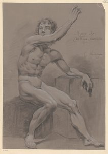 横から見た裸の男性の着席 (3等賞 1796年)