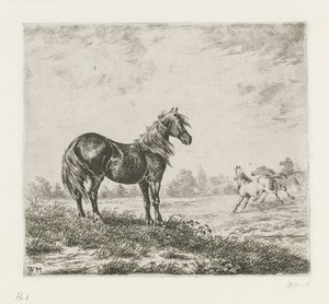 三頭の馬のいる風景 作： Christiaan Wilhelmus Moorrees