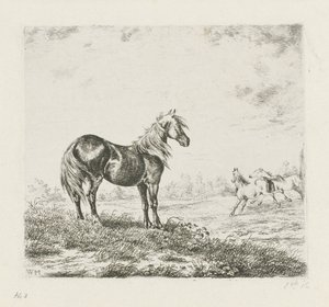 三頭の馬のいる風景 作： Christiaan Wilhelmus Moorrees