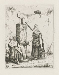 ウォーターポンプで 2 人の女性 作： Christiaan Wilhelmus Moorrees