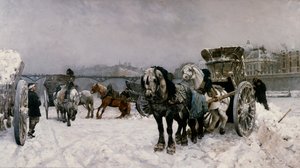 セーヌ川で雪を運転