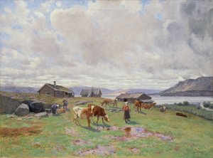 Holmvassbuの朝の雰囲気（キャンバスに油彩） 作： Christian Eriksen Skredsvig