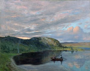 高山の湖で夏の夜 作： Christian Eriksen Skredsvig