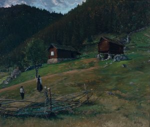 Vinje の生家、Telemark 作： Christian Eriksen Skredsvig