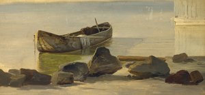 シュタルンベルガー湖のダグアウト、1845年（カードにマウントされた紙に油彩） 作： Christian Ernst Bernhard Morgenstern