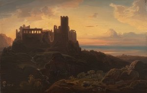 城の遺跡。 1838 作： Christian Ernst Bernhard Morgenstern