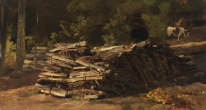 ドイツ語：Holzstoß am Waldrand 森の端にある木の山