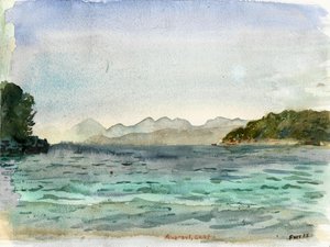 アハラヴィ・ビーチ（水彩画） 作： Christian Furr