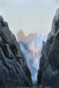 燃える山、2015年（紙に水彩画）