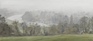 霧の中で（銀）-リッチモンド・ヒルからのテムズ川、霧、2015年（キャンバスに油彩） 作： Christian Furr