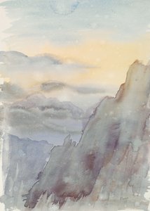 山の至福-白雲亭II、2015年（紙に水彩画）