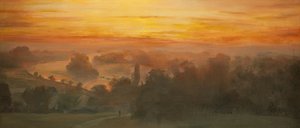 オレンジ色の空-リッチモンド・ヒルからのテムズ川、夕暮れ、2012年（キャンバスに油彩）