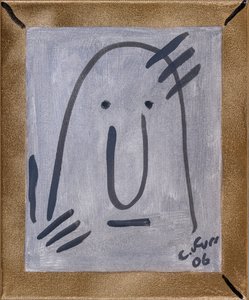 自分の存在を思い出す II 2006 （キャンバスに油彩、金スプレー） 作： Christian Furr