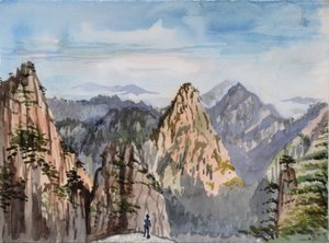 大峰、2015年（紙に水彩画） 作： Christian Furr