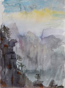 天国を彷徨う-白雲亭、2015年（紙に水彩画）