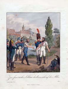 「二人のフランス兵の決闘」 クリスチャン・ゴットフリート・ハインリッヒ・ガイスラー作の水彩画（1770-1844） 1808年 個人蔵 作： Christian Gottfried Geissler