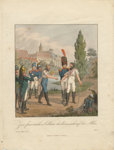通りで決闘を戦う2人のフランスの兵士 作： Christian Gottfried Heinrich Geissler