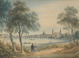 ドレスデンの西側からの眺め、1833 年。 作： Christian Gottlob Hammer
