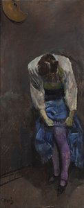 ガーターを縛る少女 作： Christian Krohg