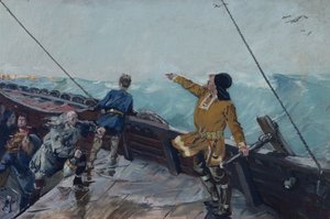 レイヴ・エイリクソンがアメリカを発見 作： Christian Krohg