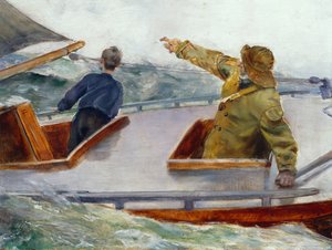 船首にて 1890年頃（キャンバスに油彩） 作： Christian Krohg