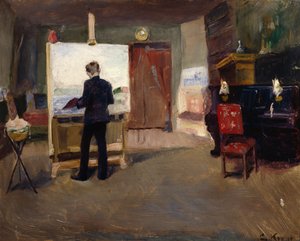 アトリエでの画家ニルス・ハンステン 作： Christian Krohg