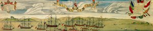 ボストン港の封鎖の斜視図、1768年頃（紙にwc） 作： Christian Remick