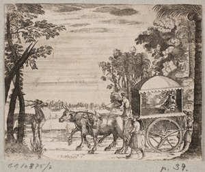 ヨーロッパの旅行者と牛車 作： Christian Rothgiesser