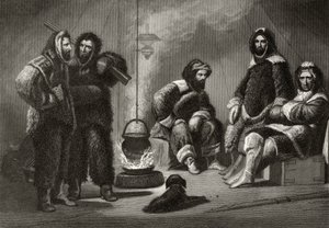ドクターエリシャケントケイン（1820-57）による「北極圏探検1853年、54、55年」の第1巻から、J。マクゴフィンによって刻まれたブリッグでの生活、フィラデルフィア、1856年 作： Christian Schussele