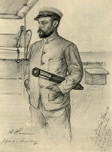 1898年、南シナ海の「クニフスベルグ」号の一等航海士ハンセン。 作： Christian Wilhelm Allers