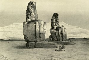 1898年、エジプト、テーベのメムノンの巨像。 作： Christian Wilhelm Allers