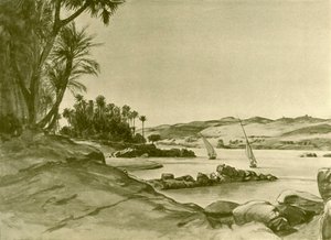 1898年、エジプト、ナイル川のフェルッカ。 作： Christian Wilhelm Allers