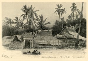 1898 年、ジャワ島スマランのジョンブラング近くのカンポン。 作： Christian Wilhelm Allers