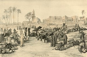 マーケットプレイス、アシュート、エジプト、1898年。 作： Christian Wilhelm Allers