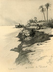 1898年、エジプト、デンデラのナイル川のほとり。 作： Christian Wilhelm Allers