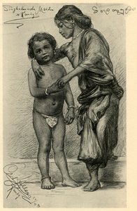 シンハラ人の少女たち、キャンディ、セイロン、1898年。 作： Christian Wilhelm Allers
