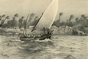 1898年、エジプト、ナイル川の北からの嵐。