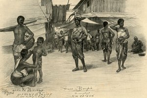 ストリート シーン、バンコク、サイアム、1898 年。