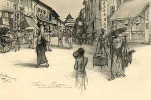 ストリート シーン、シンガポール、1898 年。